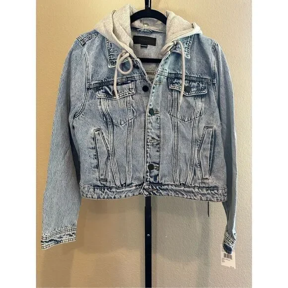 Blank NYC Denim Jacket with Removable Hood Size L - Picture 2 of 6